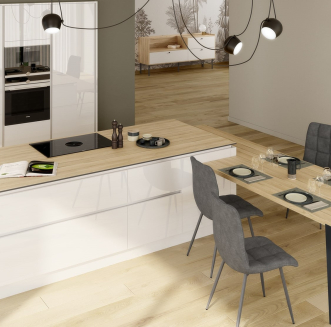 Cuisine blanche et bois