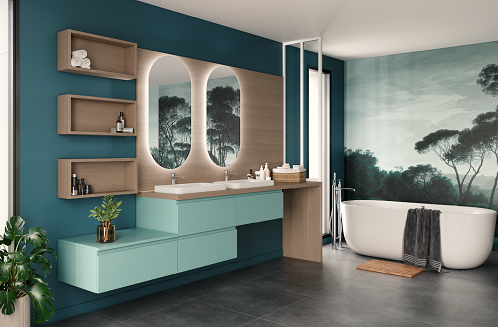 Salle de bain bleue