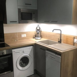 cuisine grise et bois