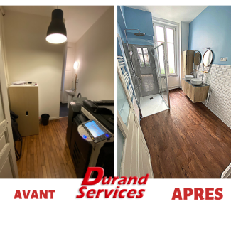 avant / après salle de bain bois moderne