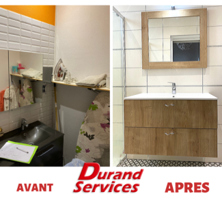 avant / après salle de bain bois et blanche 