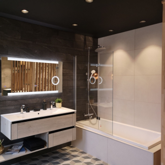 Salle de bain moderne blanche et bois