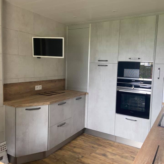 cuisine grise et bois